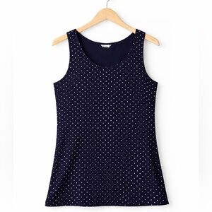 Polka Dot Prima Cotton Navy Tank Top Medium